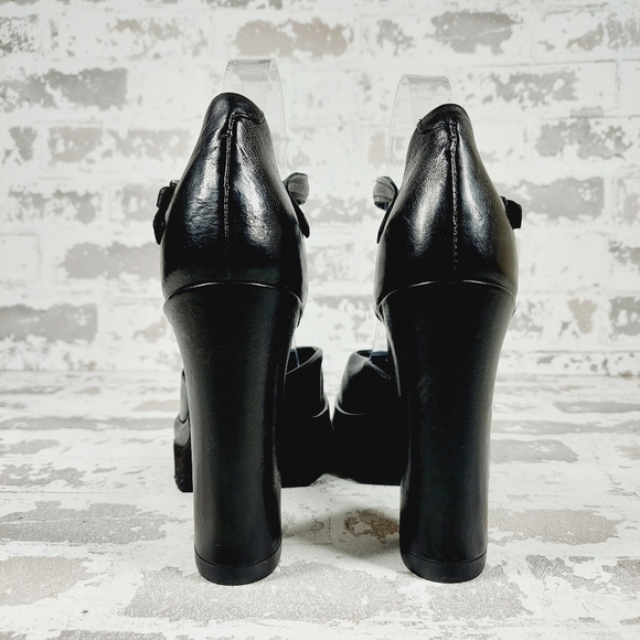 NEW AIRSTEP A.S.98 VIVENT Black Leather Strap Buckle Closed Toe Block Heels W430 - Picture 6 of 14